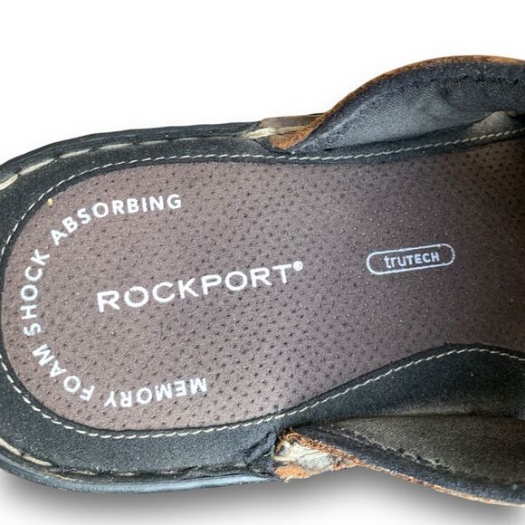 Rockport Darwyn Outdoor Sandals Slides Brown Leather Classic Men’s size 12 - Picture 12 of 14
